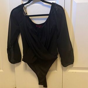 Guess Black Sheer Bodysuit